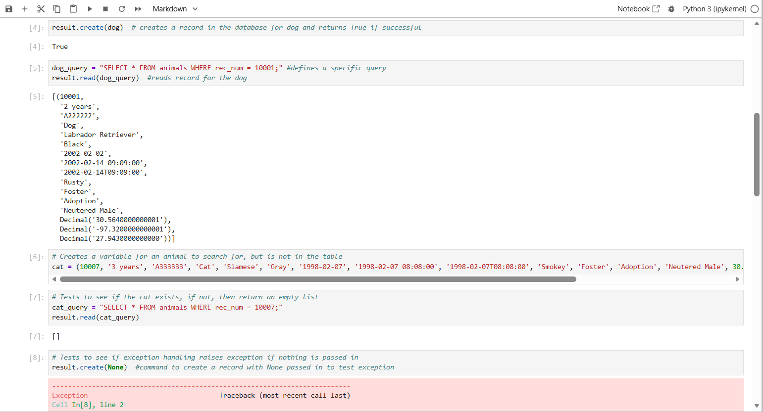 Second Screenshot of the Testing Script in Jupyter Notebook